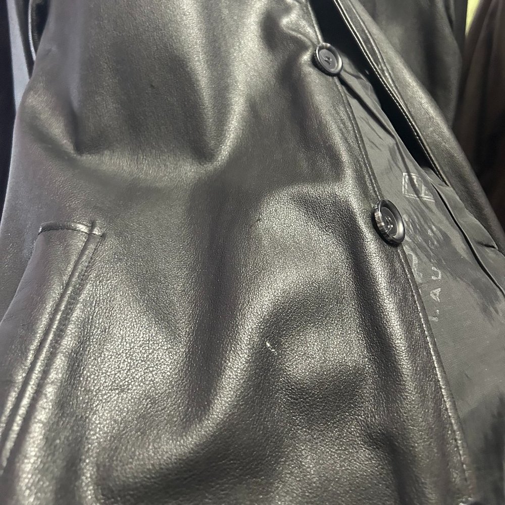 Real leather button down, collared jacket, Chaps Ralph Lauren - Picture 4 of 7